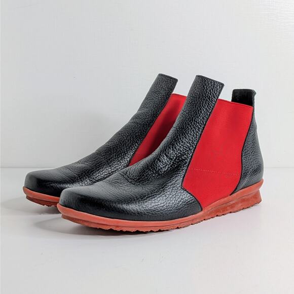 Arche Barssy Chelsea Bootie 38 Black Red Leather Made in France Comfort 7.5-8 - Picture 13 of 13